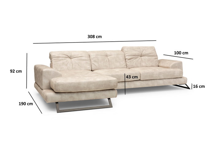 Atelier Del Sofa Sofá Esquinero Left (Chl+3R) - Beige